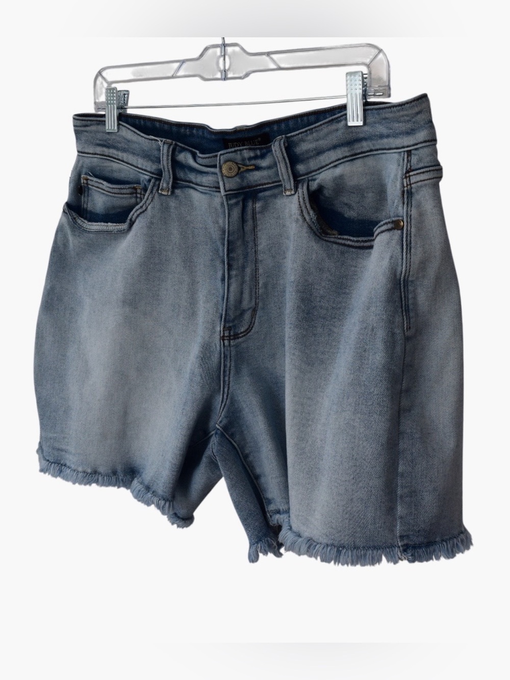 Judy Blue Light Blue Frayed Hem Denim Shorts 2XL